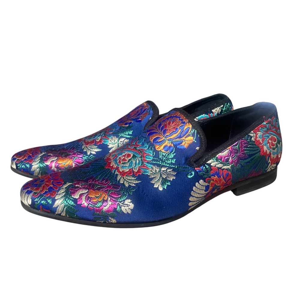 Moretti Black Label Floral Tapestry Smoking Loafer Men's 10